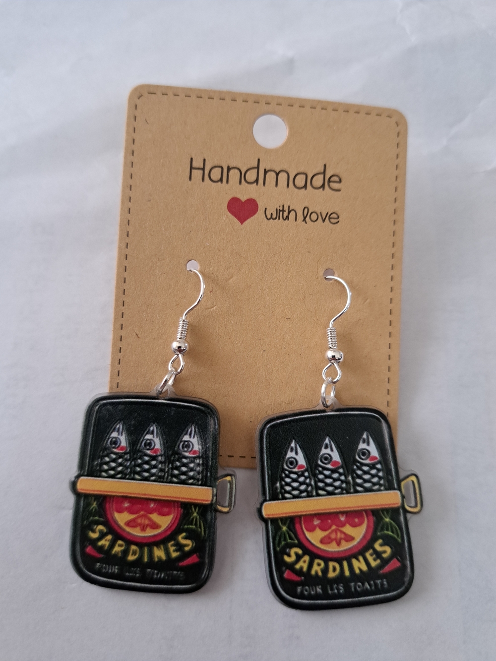 Black Sardines Tin Earrings